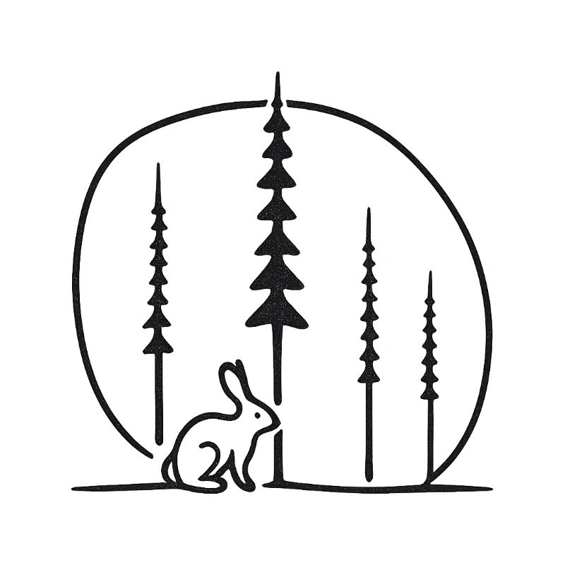 Rabbit in the forest circle silhouette gift idea
