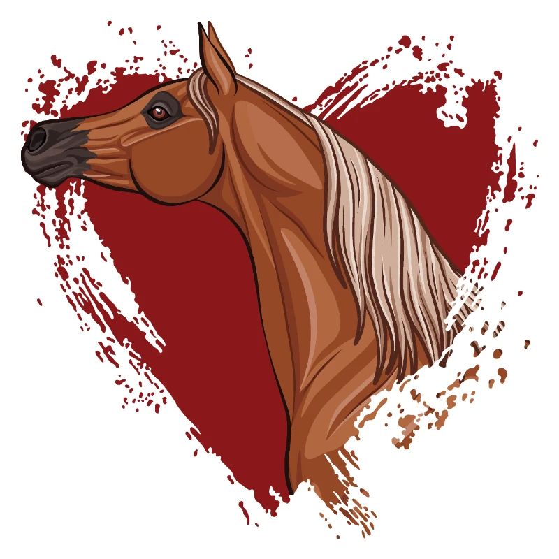 Der Kopf eines arabischen Pferdes und ein rotes Herz