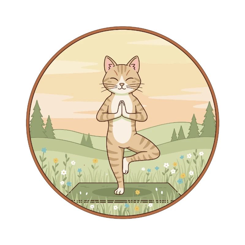 Yoga Cat Kitten Doing Tree Pose Art