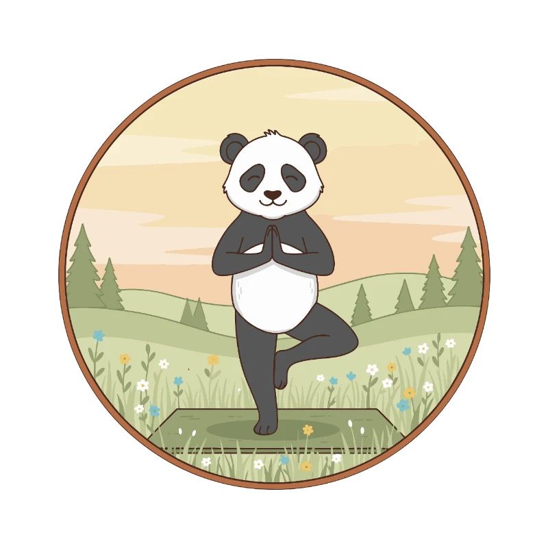 Yoga Panda Bear Doing Tree Pose Art