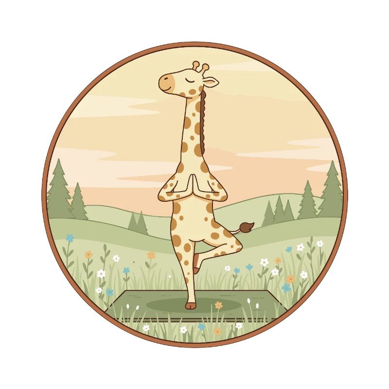 Yoga Giraffe Animal Doing Tree Pose
