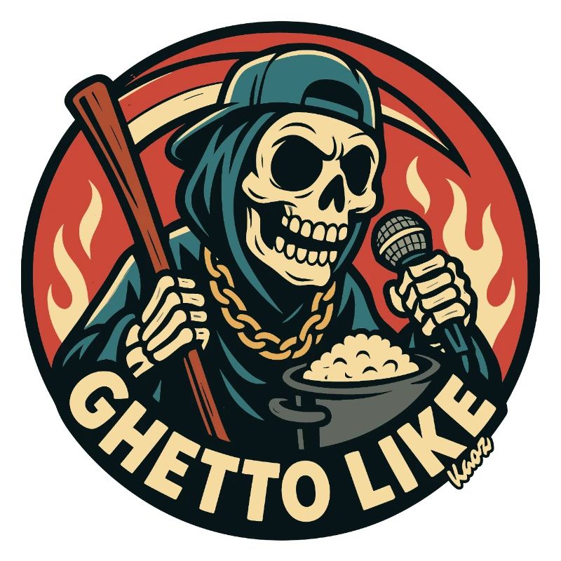 Skeleton with Microphone and Ghetto Like