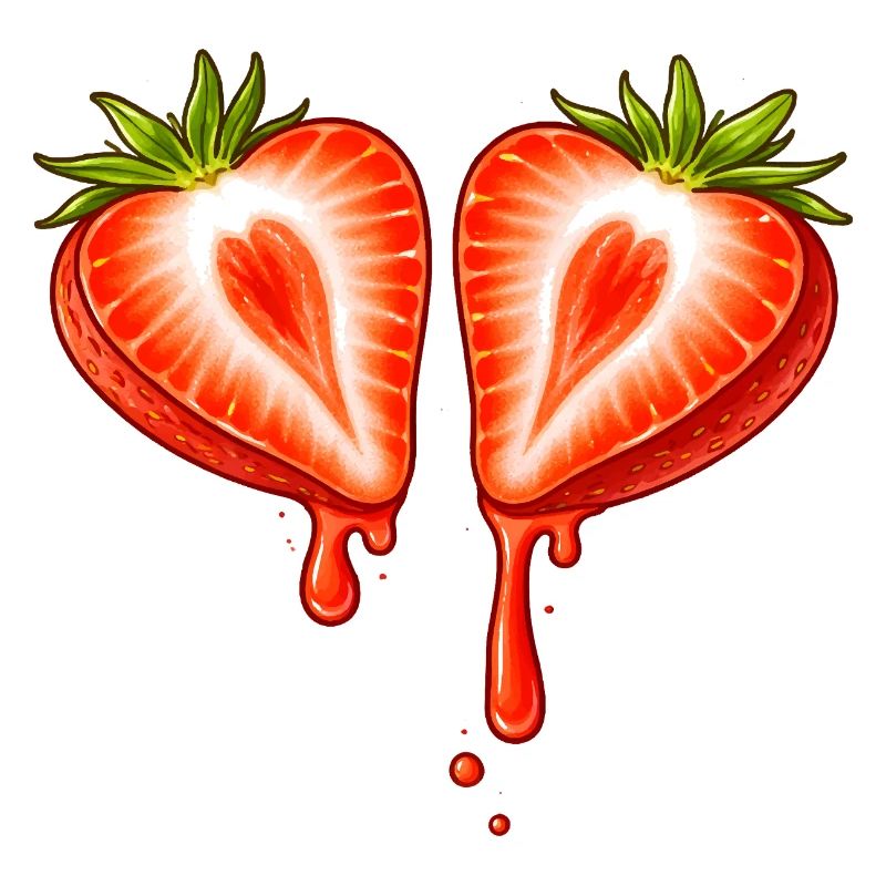 Geteilte Erdbeere mit Herzform 