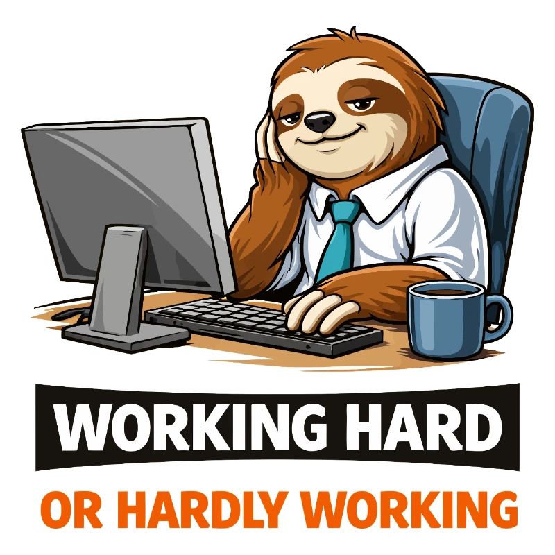 Sloth at Desk: Work Hard Meme