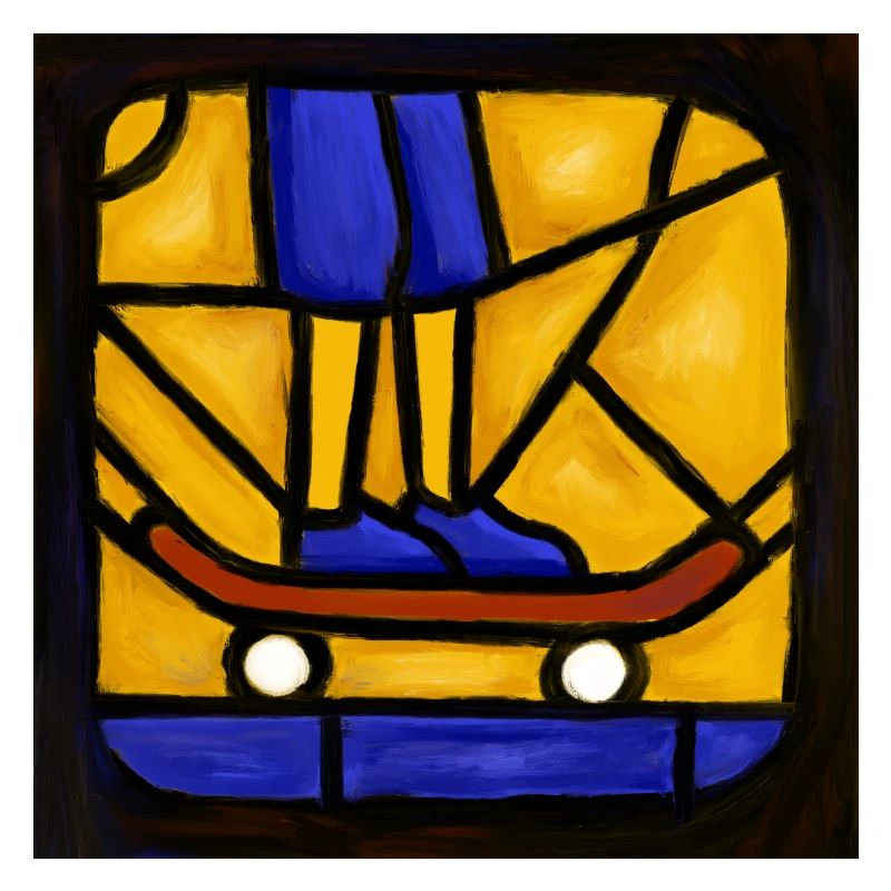 Buntglas-Skateboarder-Grafik