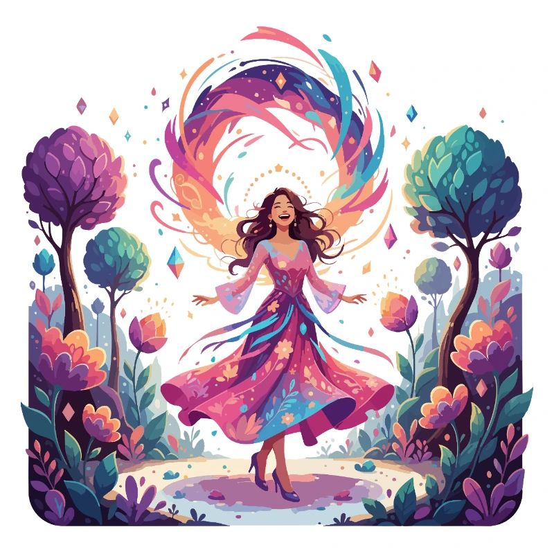 Danse colorée de la princesse dans la danseuse enchantée de la forêt