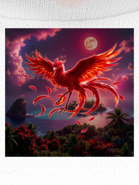 Crimson Phoenix over Tropical Islands