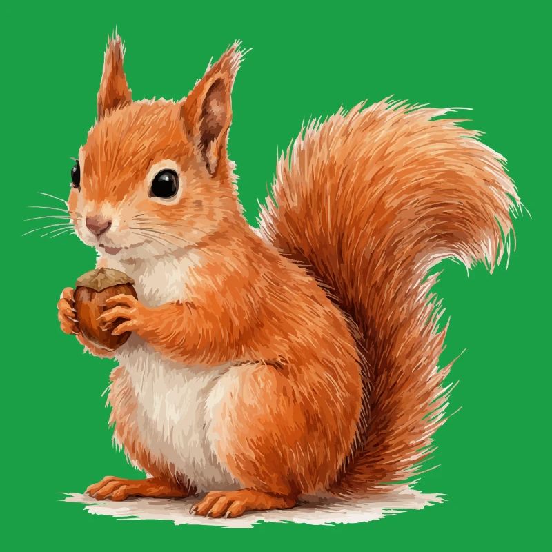 Eichhörnchen mit Eichel Illustration