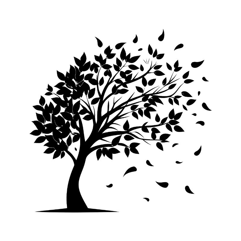 Wind Blowing Leaves Off Tree