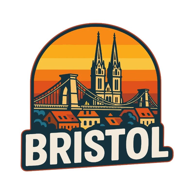 Conception du pont suspendu rétro Bristol Sunset