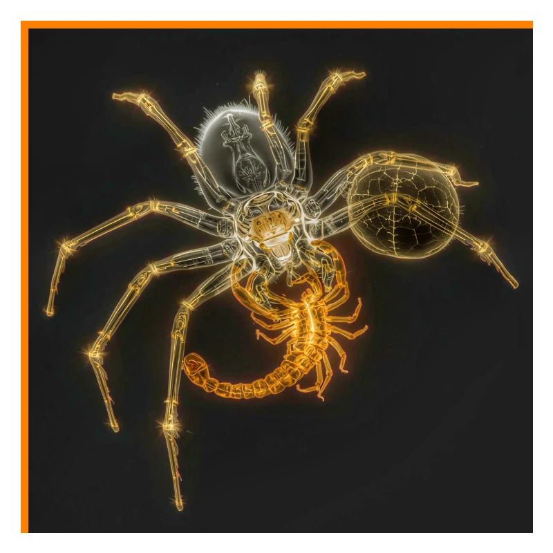 Neon-Spinne mit funky Tails