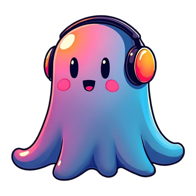 Ghost with headphones