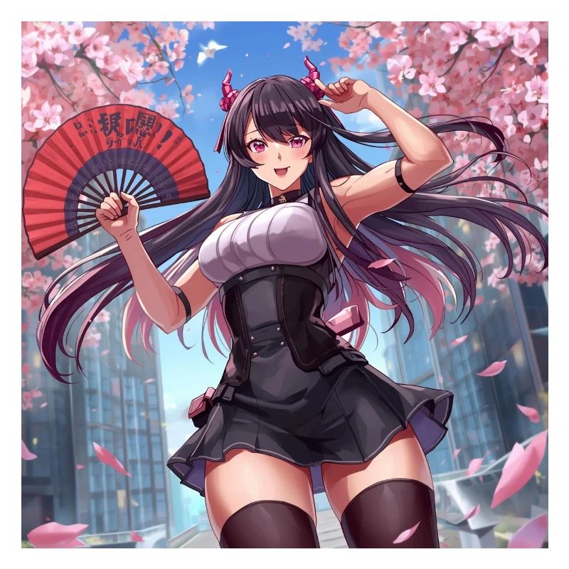 Fille Démon dans le Vent en Fleurs