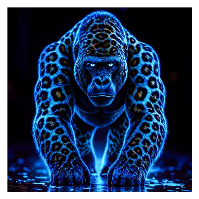 Neon-Kaiser-Gorilla mit Leopardenmuster
