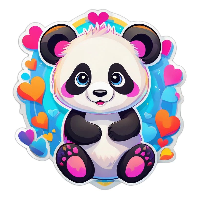 Rainbow Heart Panda