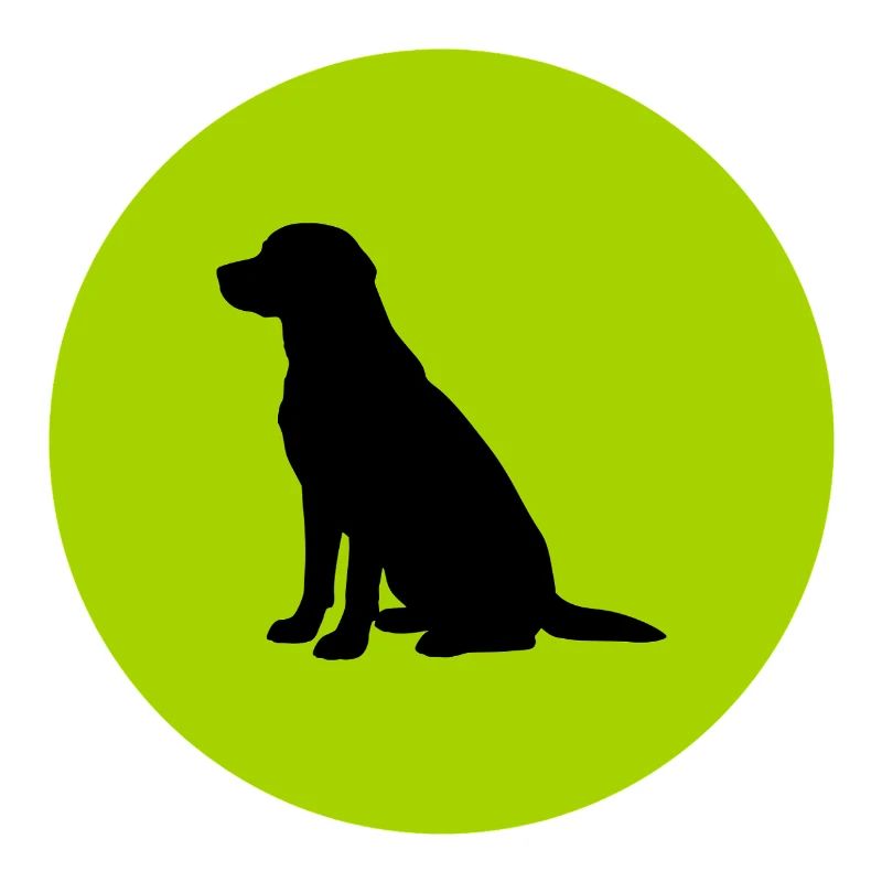 Silhouette de chien dans un cercle vert citron