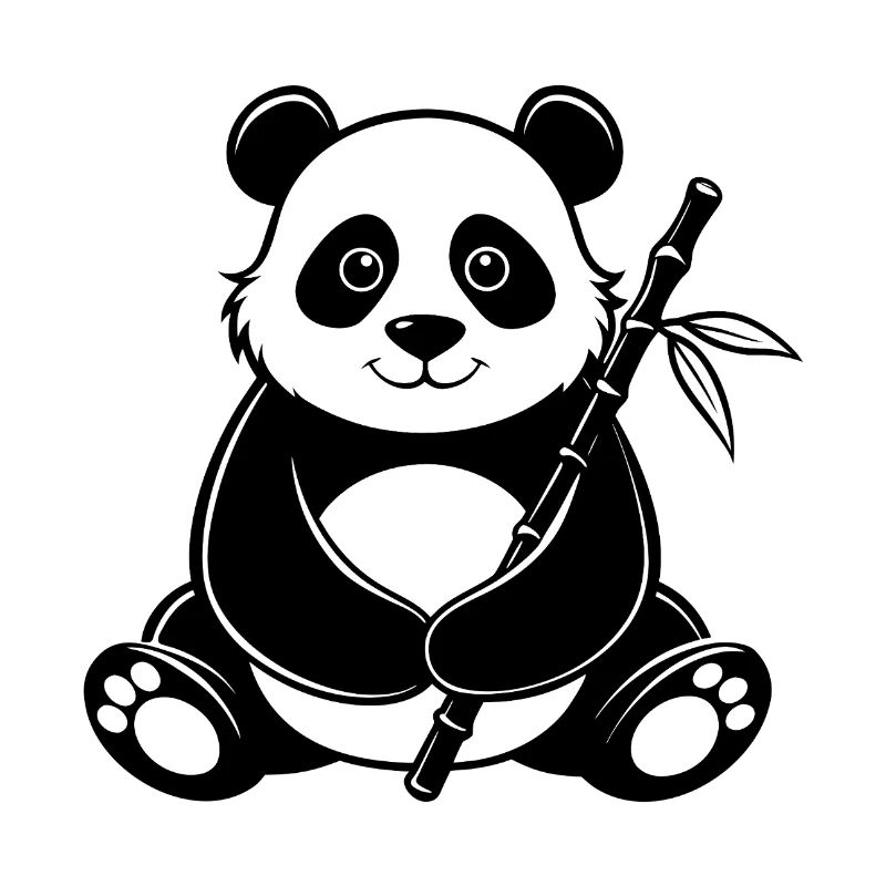 Panda With Bamboo