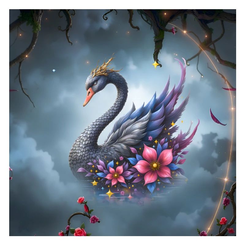 Celestial Floral Swan