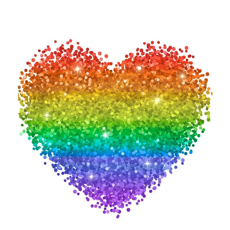 Rainbow Heart Glitter Dots
