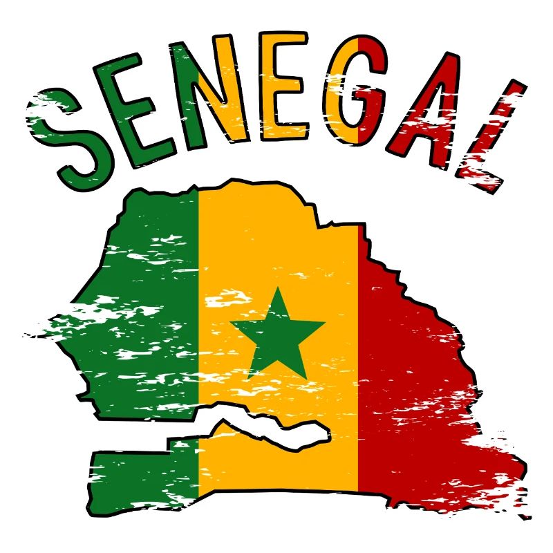 Drapeau du Sénégal Silhouette de la carte utilisée