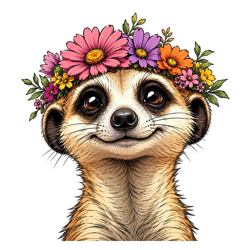 Suricate avec décoration florale