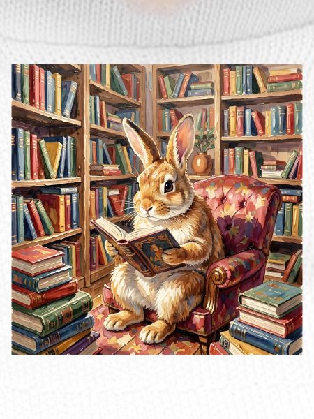 Library Rabbit Reading Portrait