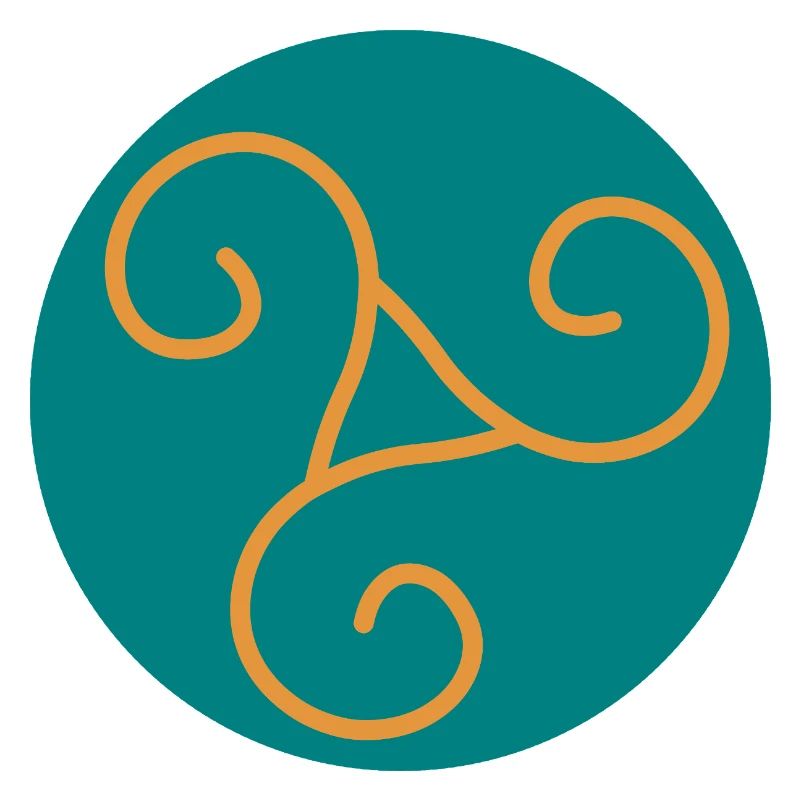 Decorative triskel in orange scrolls