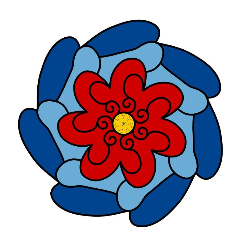 Rote Blume Blaue Mandala