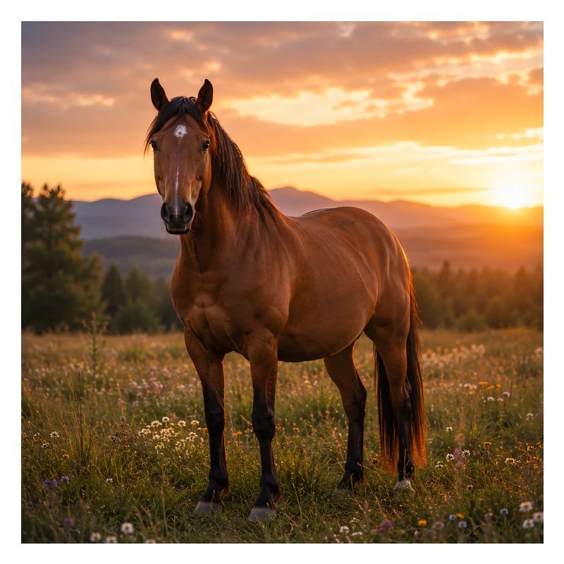 Cheval au coucher du soleil