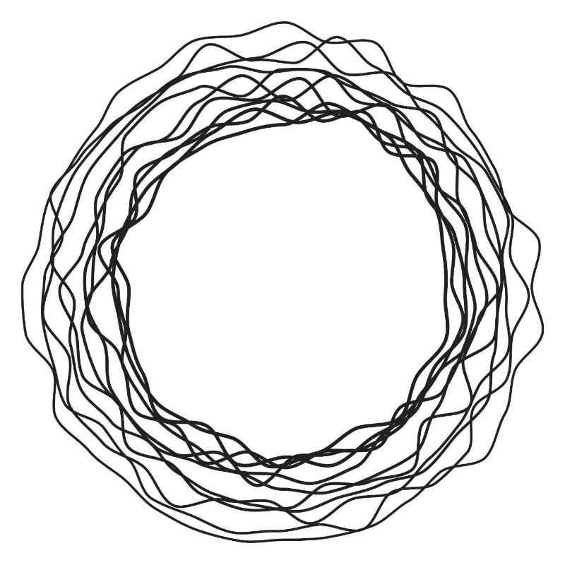 Tangled Wreath Circular Line Art