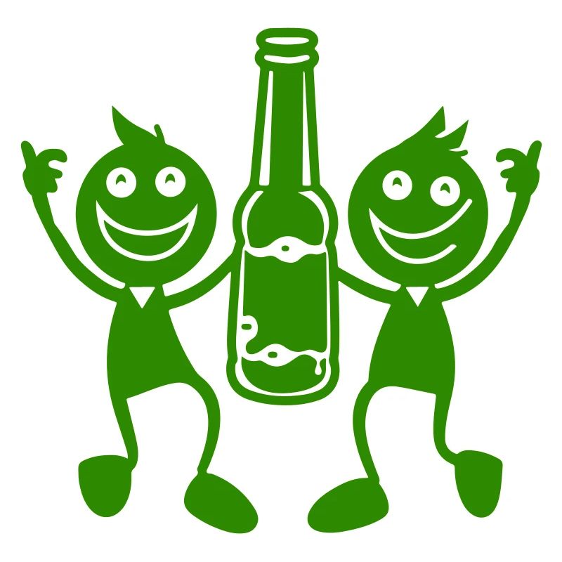 Duo vert avec bouteille de bière