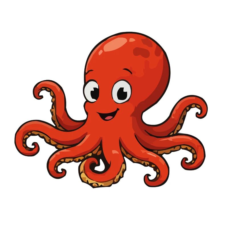 Cuddly Red Octopus Cartoon