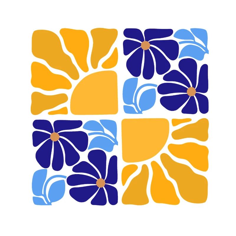 70s Retro Blumen & Sonne Design