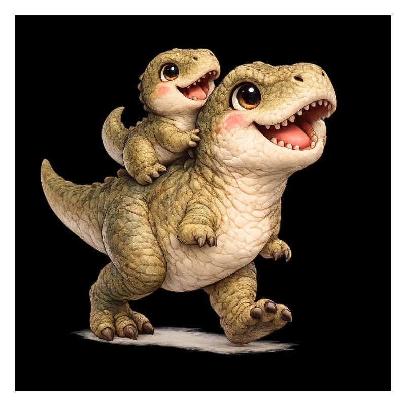 Maman T-Rex jouant avec son bébé