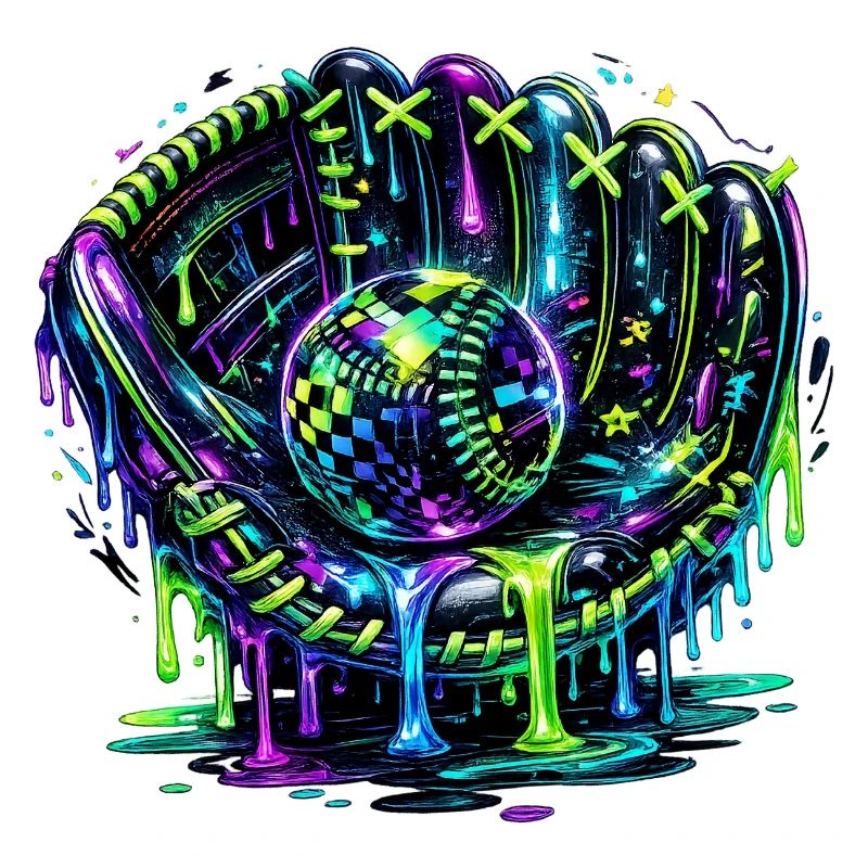 Baseball Handschuh Neon Graffiti Design