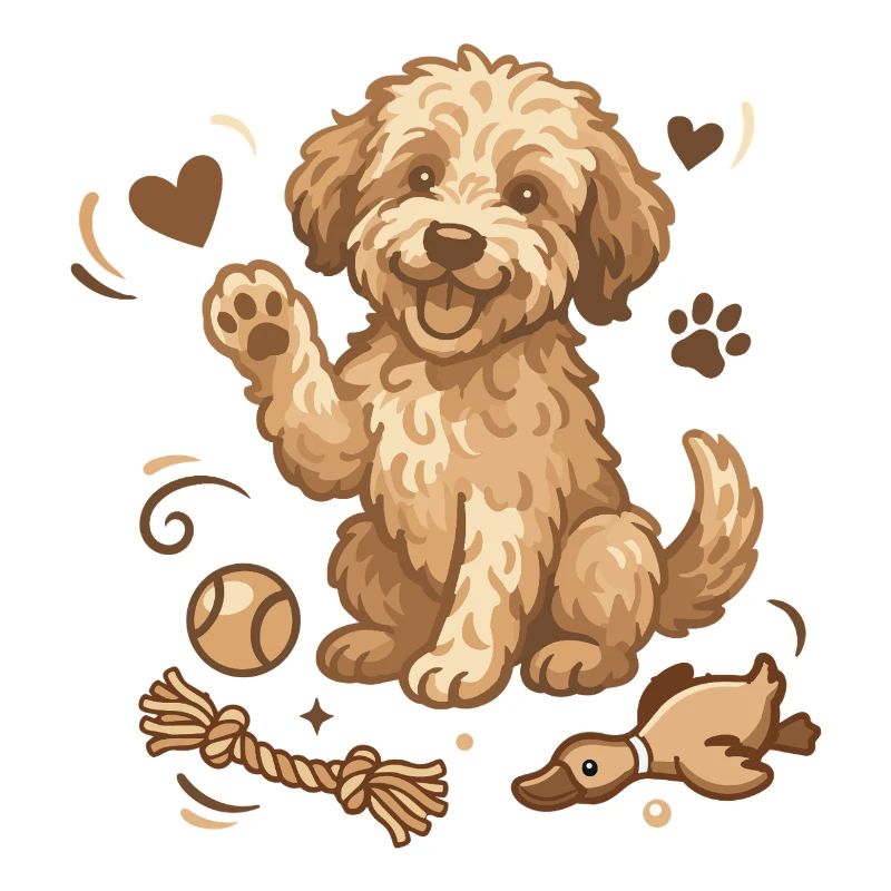 Chiot Doodle avec des jouets