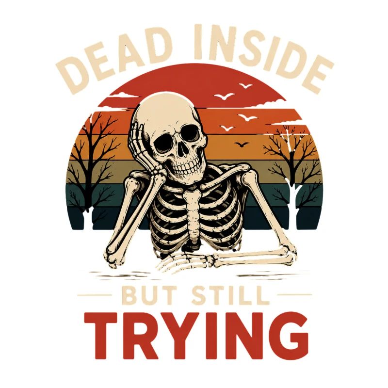 Dead Inside Office Humor Skeleton