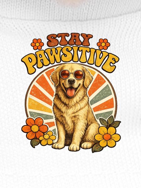 Stay Pawsitive Dog Retro Vibe