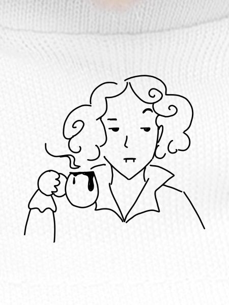 Vampire Drinking Coffee