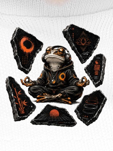 Meditating Frog Pullover Hoodie Zen