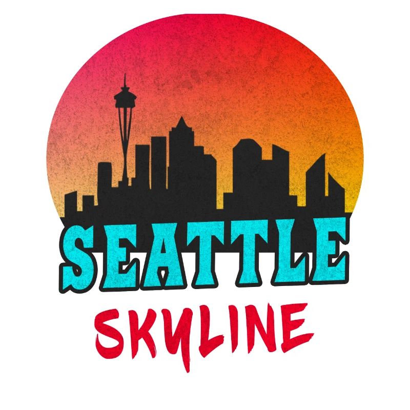 Seattle skyline at sunset/gift