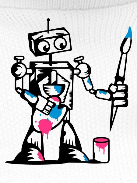 A robot with a paintbrush
