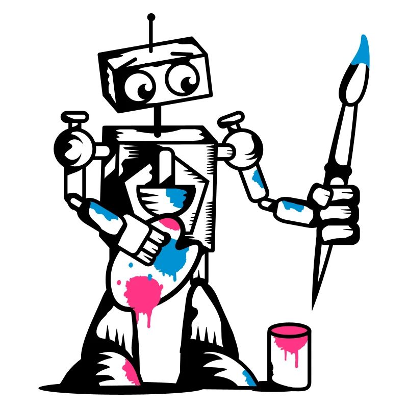 A robot with a paintbrush
