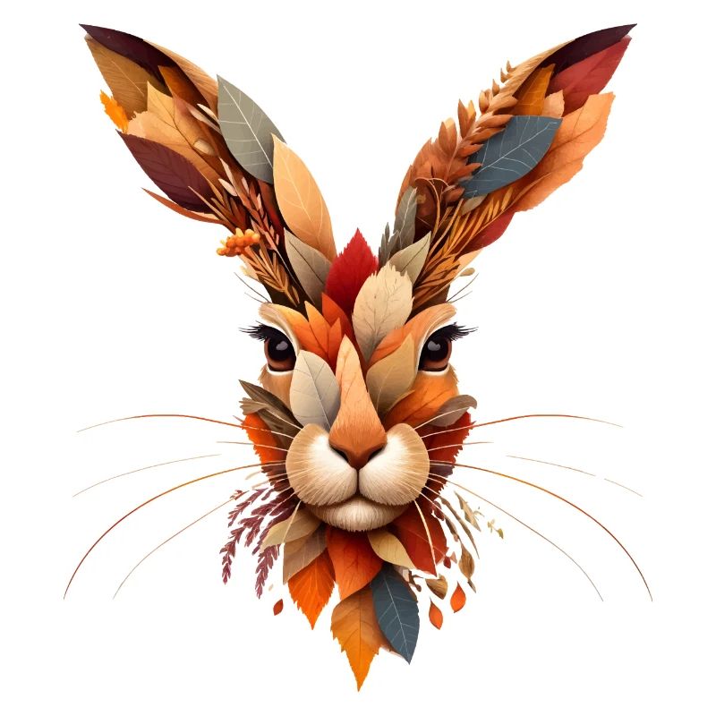 A rabbit, designed from different leaves