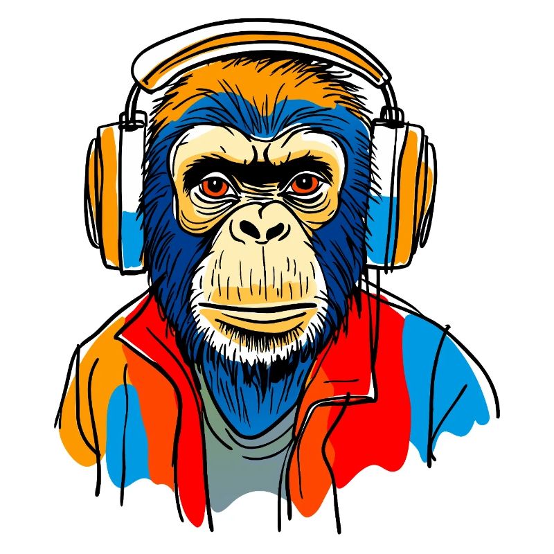 Singe avec casque