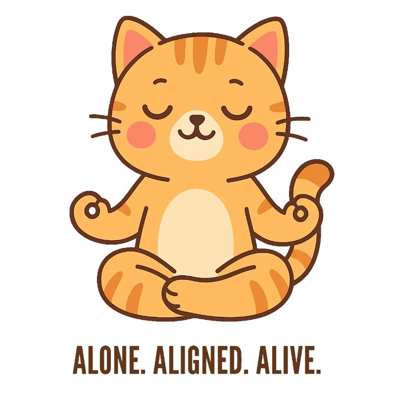 Alone Aligned Alive Meditating Cat