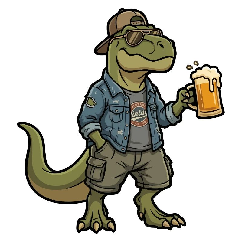 Dino Biertrinker im Denim