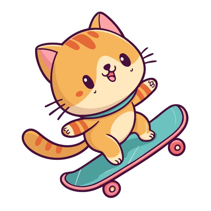 Buntes Skateboard-Kätzchen