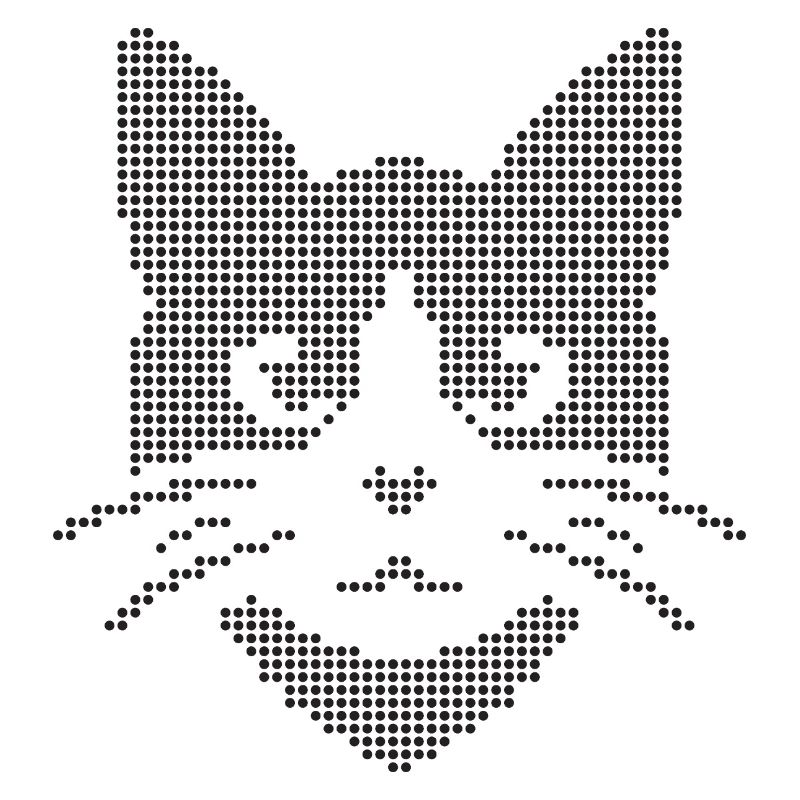 Silhouette de visage de chat à points