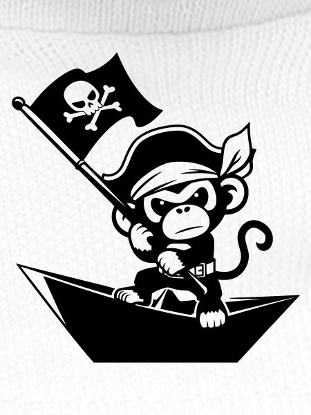 Pirate monkey in paper boat